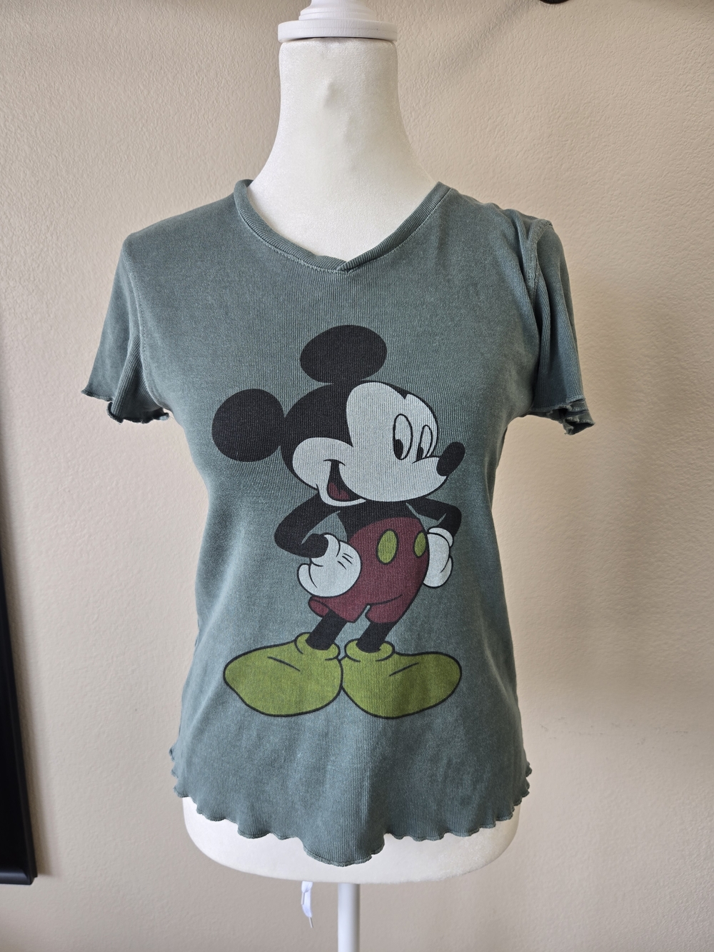 True Vintage Y2K Mickey Mouse Baby Tee 2000s Disney Fitted Top